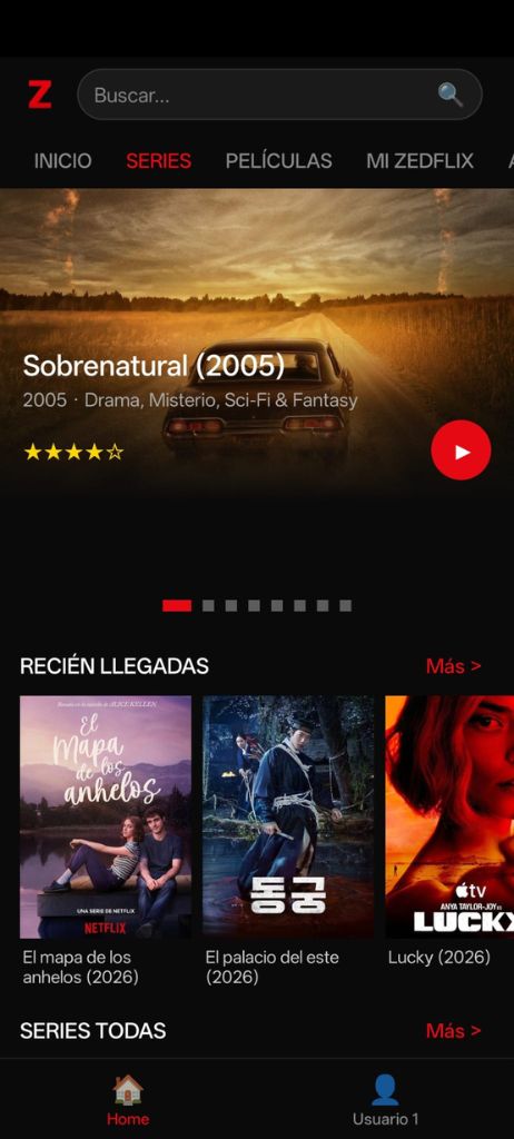 Sección de series de ZedFlix